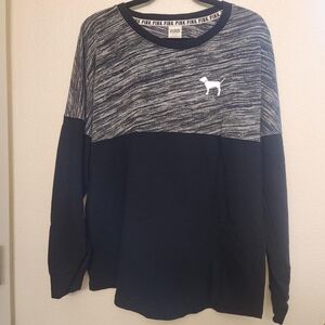 Victoria's Secret PINK Black and Gray Long Sleeve Sweater